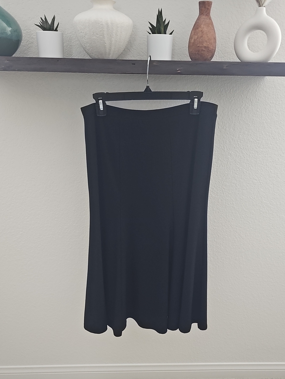 White House Black Market Knit Paneled A Line Midi Skirt Black M